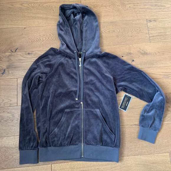 Women's Juicy Couture Vintage J Bling Relaxed Velour Jacket Charcoal Size S - Picture 2 of 12